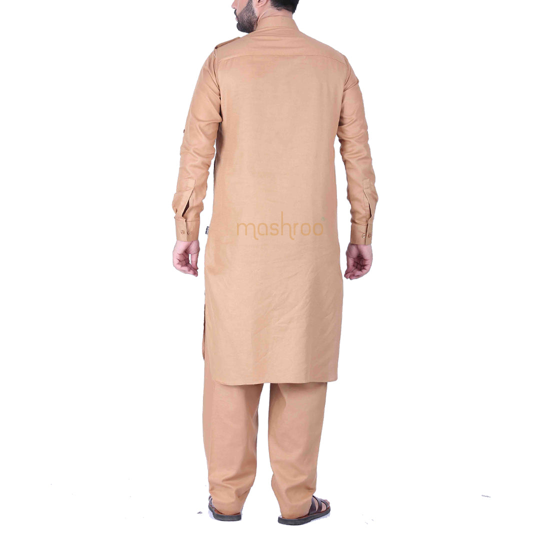 Gold Pathani Suit for Men by MASHROO